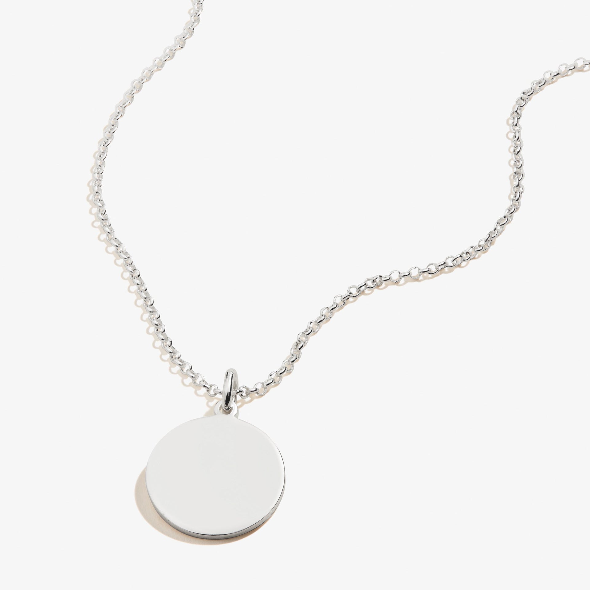 Minimalist Circle Charm Necklace, 21'' Polished Gold & Silver Tone