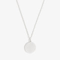 Minimalist 21-inch cable chain necklace with a polished circle charm in gold and silver tones