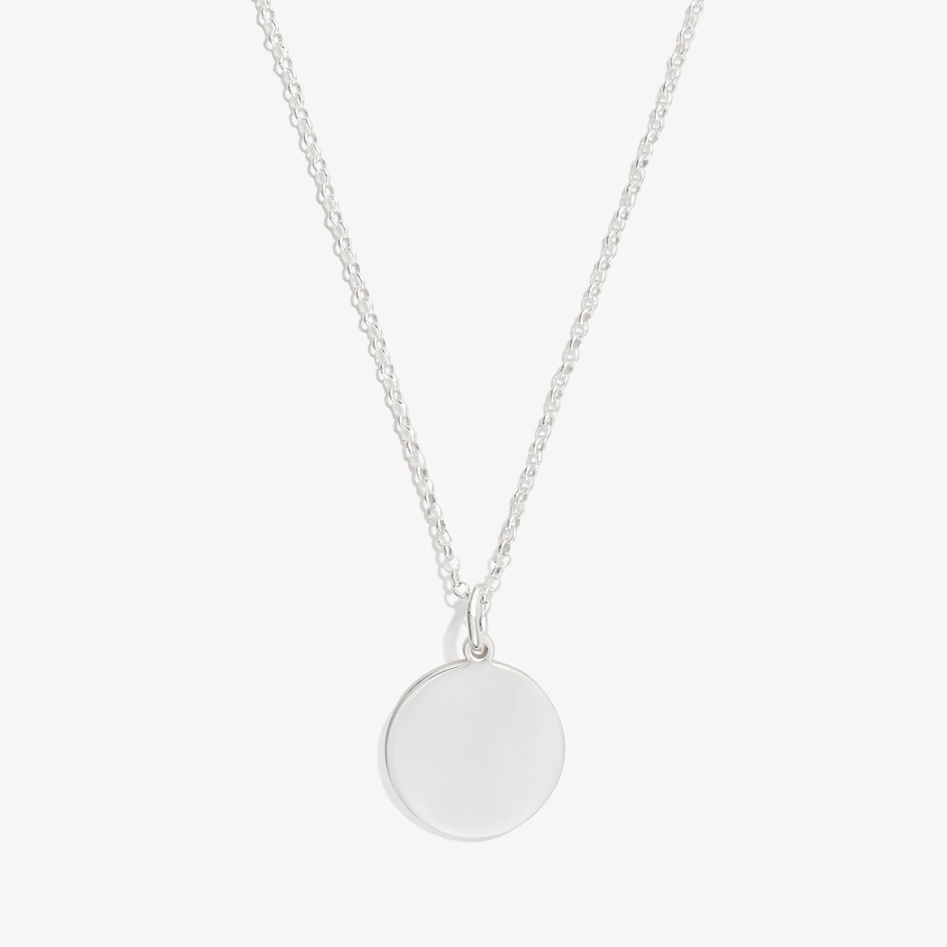 Minimalist 21-inch cable chain necklace with a polished circle charm in gold and silver tones