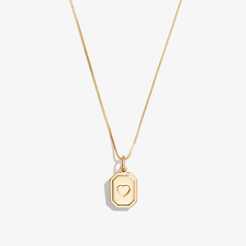 Slider Tag Heart Charm Necklace in Rose-Gold, 21''