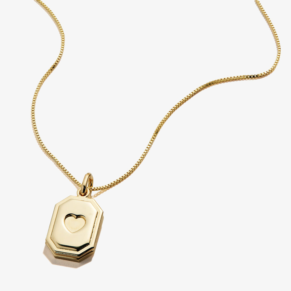 Slider Tag Heart Charm Necklace in Rose-Gold, 21''