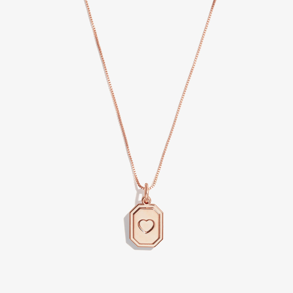 Slider Tag Heart Charm Necklace in Rose-Gold, 21''