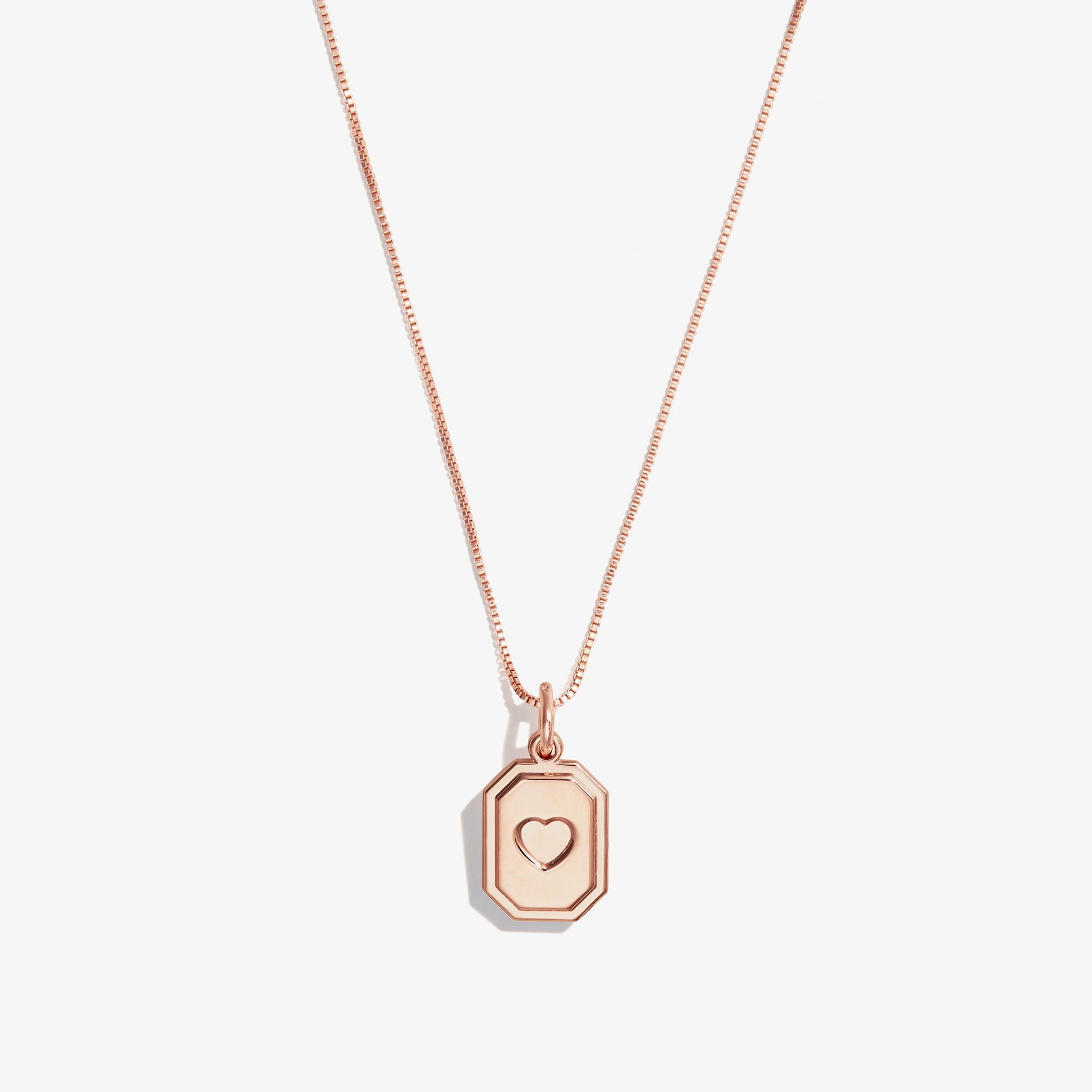 Slider Tag Heart Charm Necklace in Rose-Gold, 21''