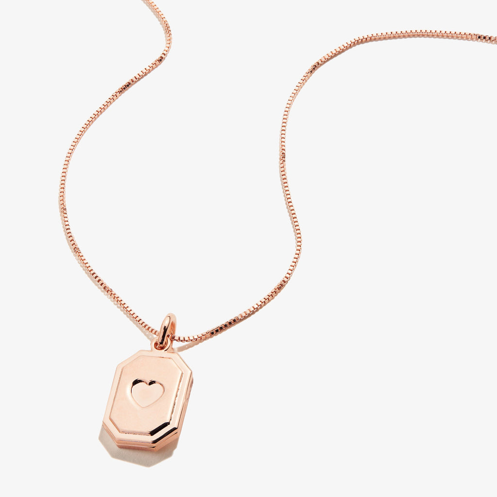 Slider Tag Heart Charm Necklace in Rose-Gold, 21''