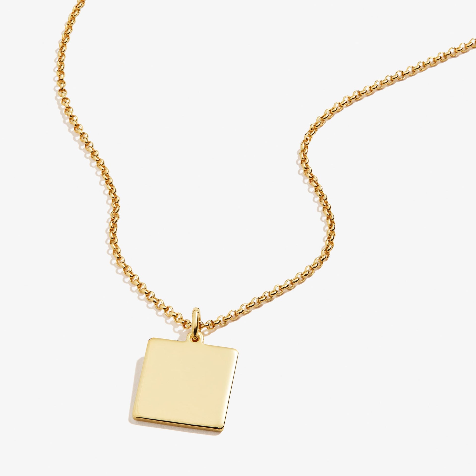Modern Square Charm Necklace for Women in Gold or Silver 21 Inch