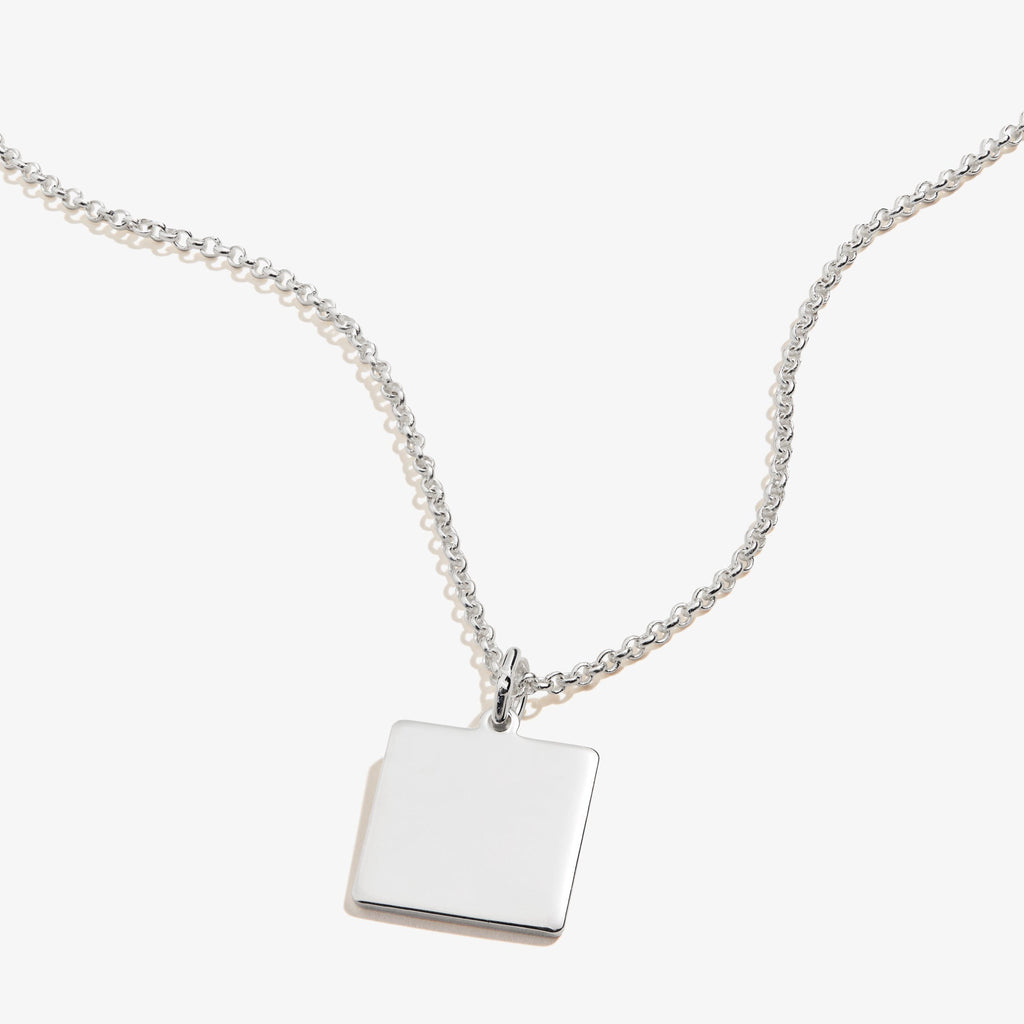 Modern Square Charm Necklace for Women in Gold or Silver 21 Inch