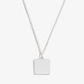 Modern square charm necklace in gold and silver, 21 inch length