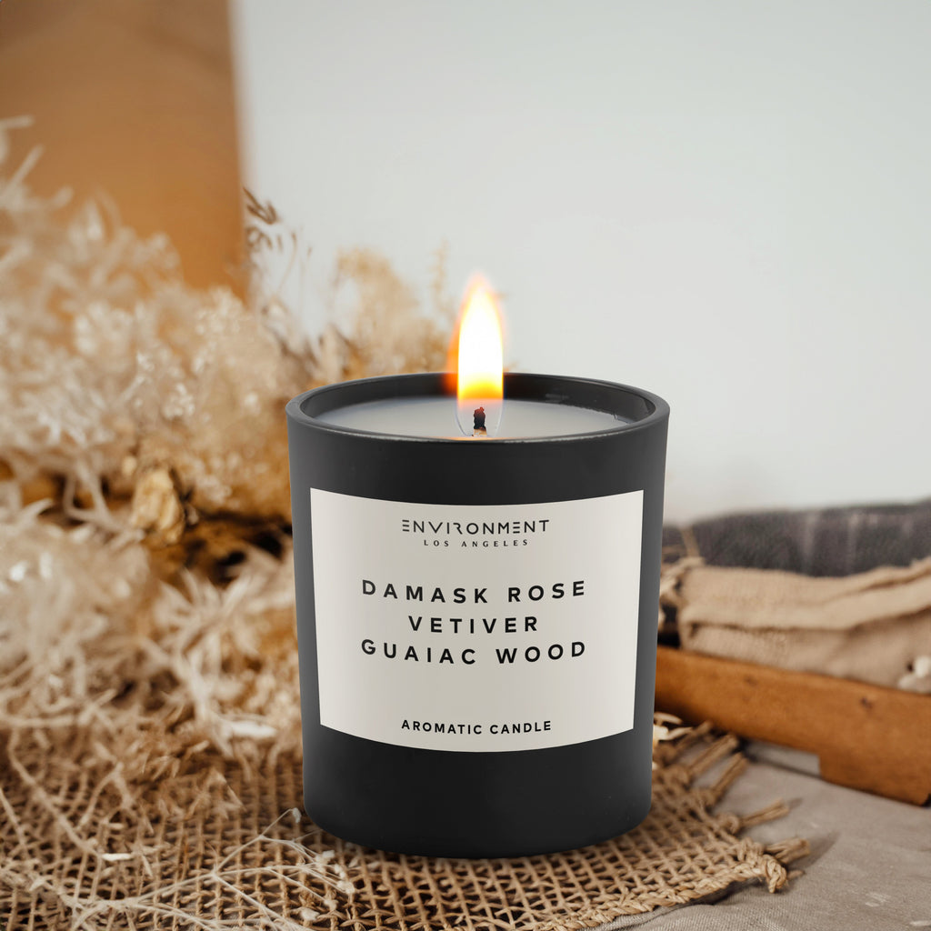 8oz Damask Rose | Vetiver | Guaiac Wood Candle with Lid and Box (Inspired by Le Labo Rose 31® and Fairmont Hotel®)