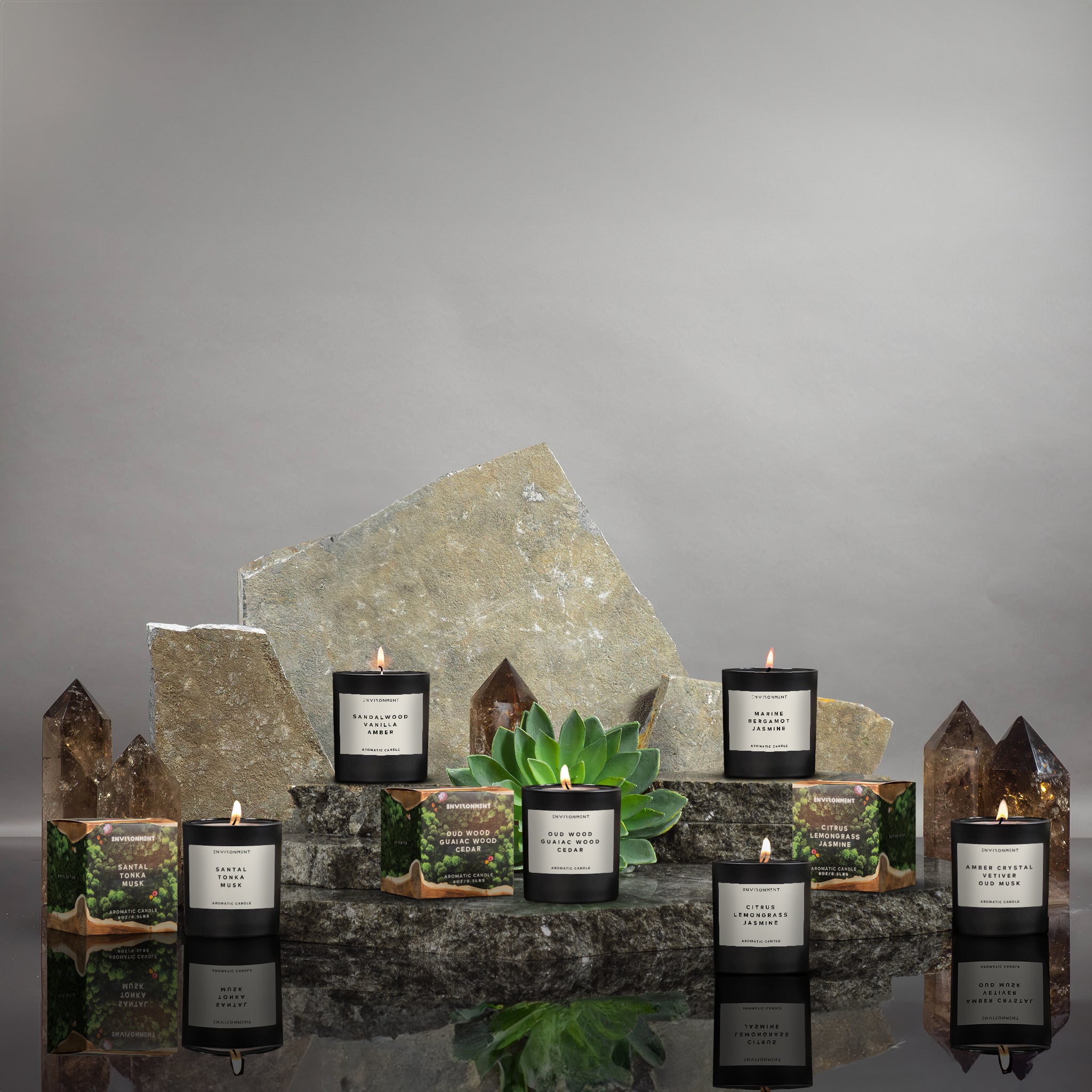 White Tea and Cedar Scented Candle with Lid - 8oz Luxury Home Decor