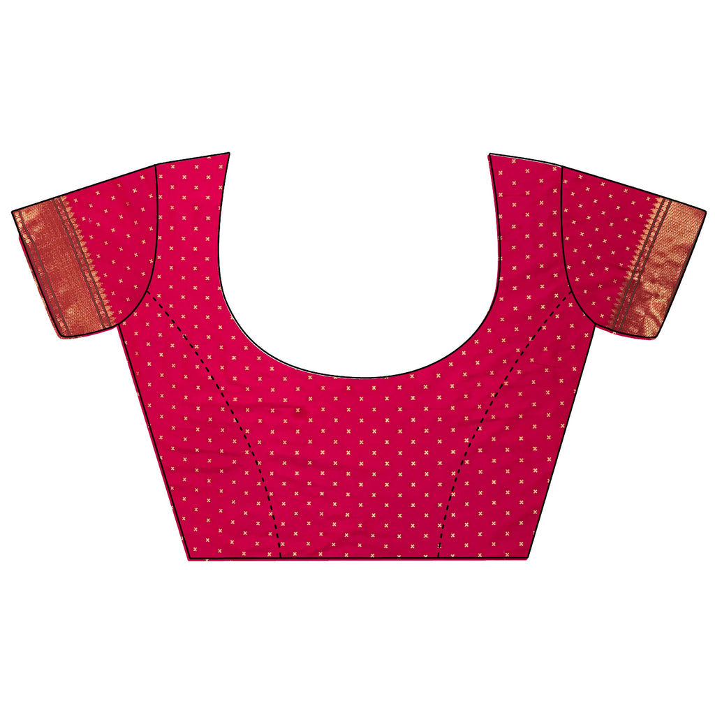 Magenta Pink Butti Woven Soft Lichi Silk Paithani Saree