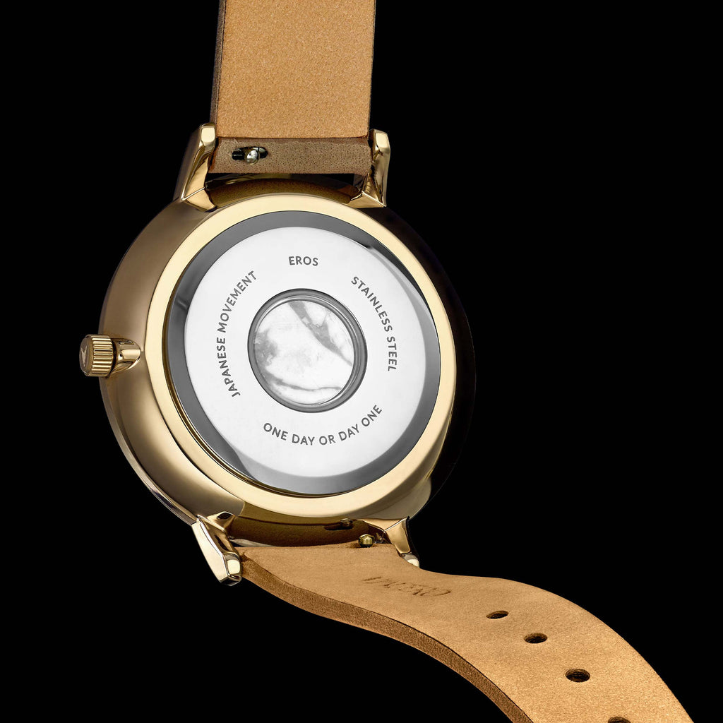 Eros Mesh Gold and Satin Minimalist Analog Wrist Watch
