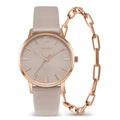The Eros Rose watch and chain link bracelet set displayed elegantly on a clean background.