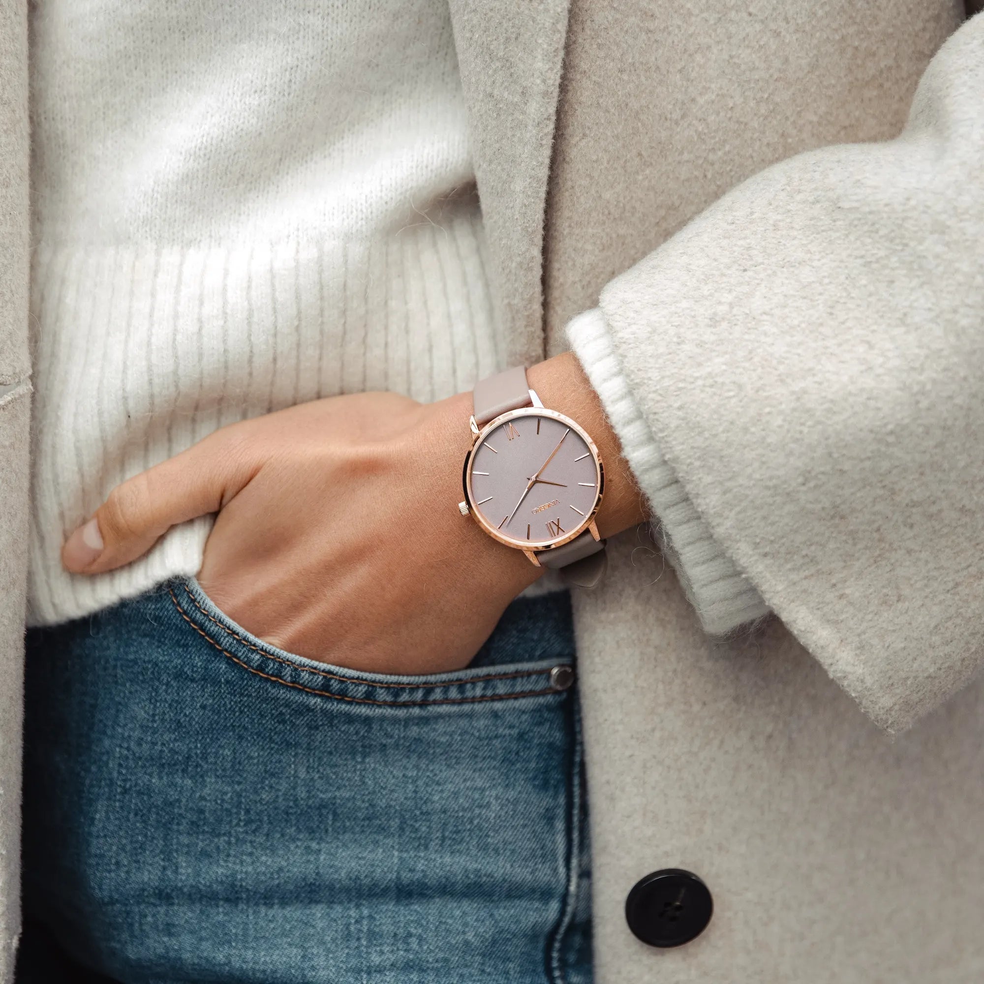 Eros Limited Release Watch in Rose and Taupe Italian Leather