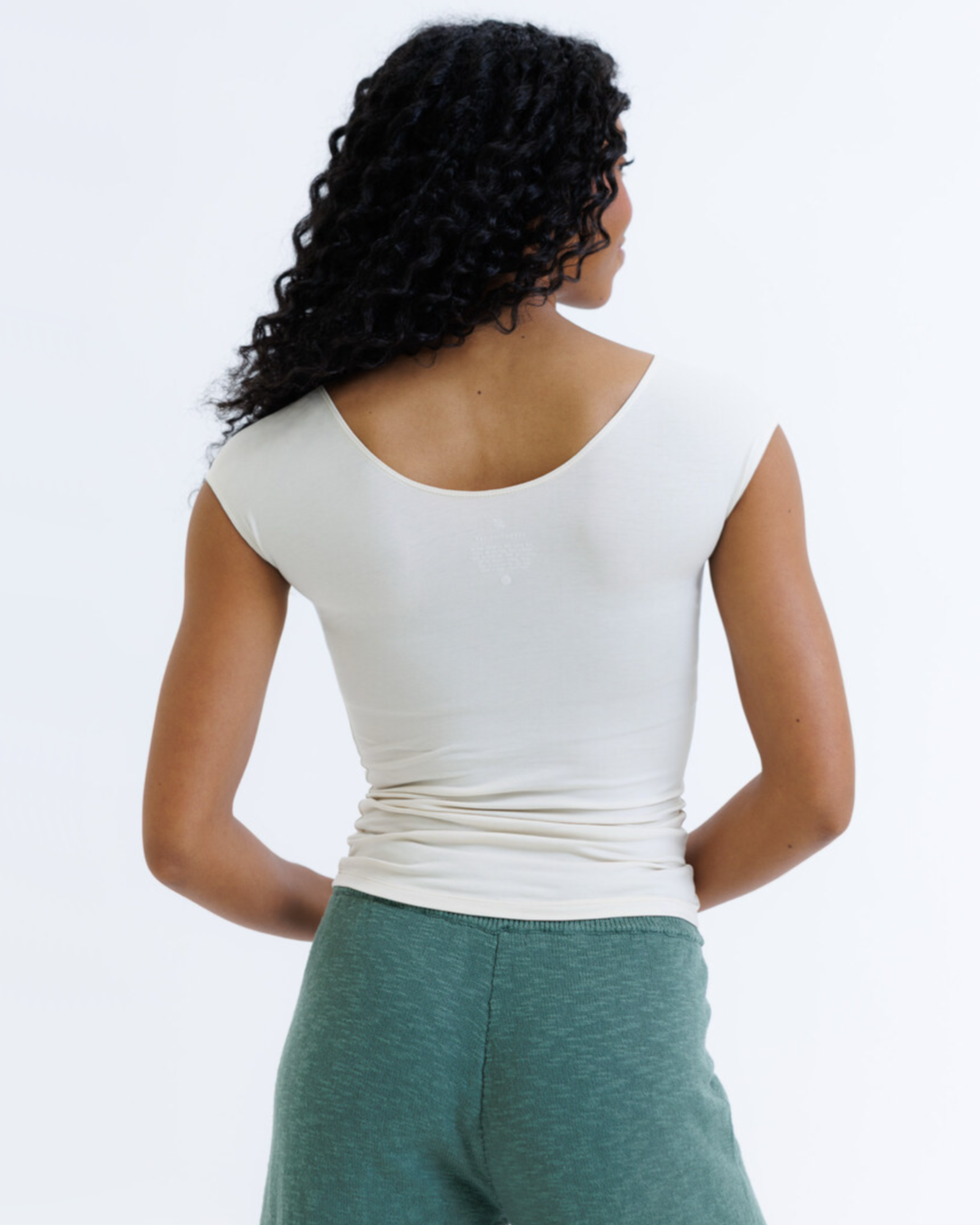 Essential Fitted Scoop Neck Tee with Cap Sleeves - Image 12