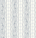 Blue White and Green Striped Traditional Wallpaper