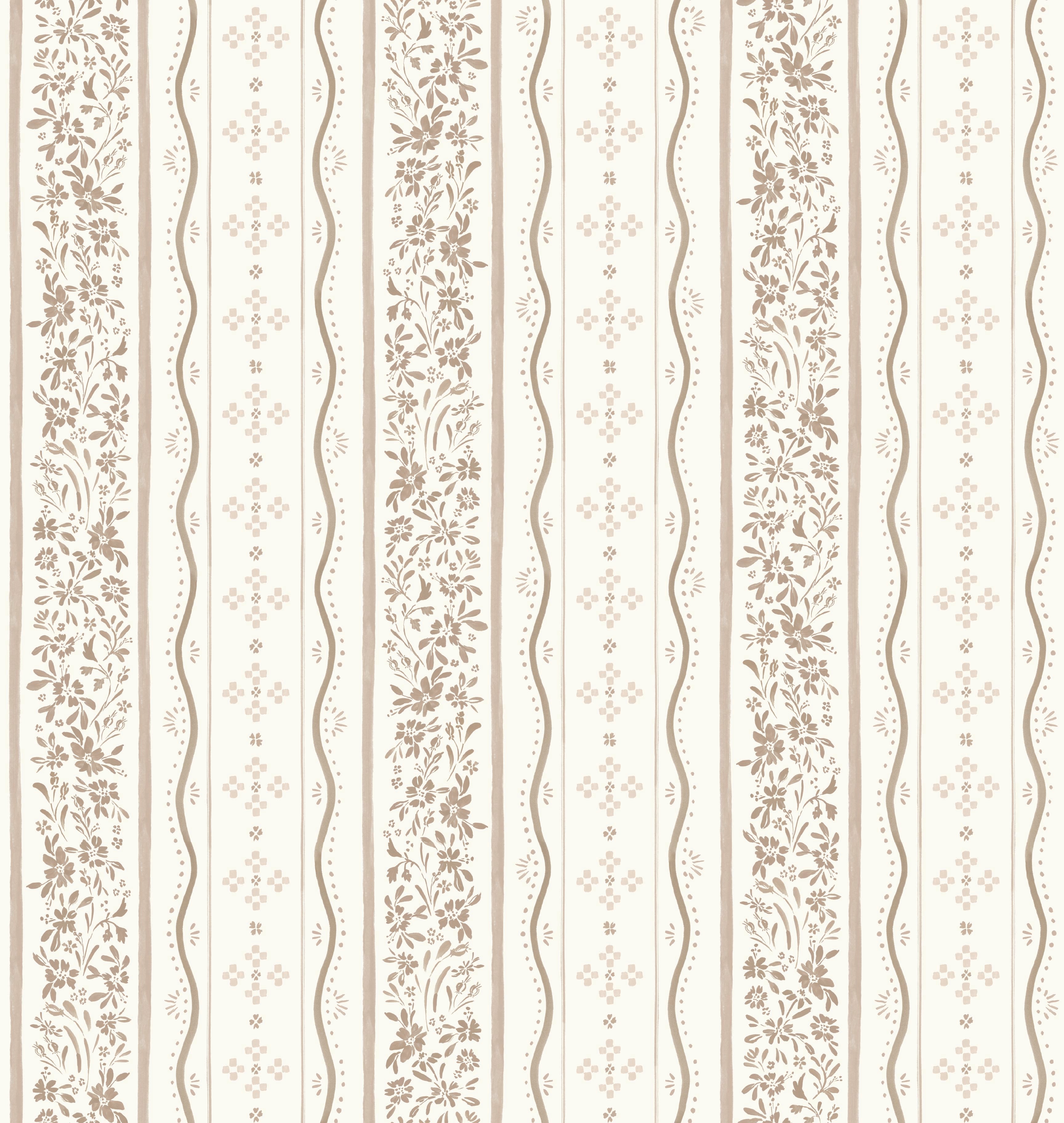 Blue White and Green Striped Traditional Wallpaper