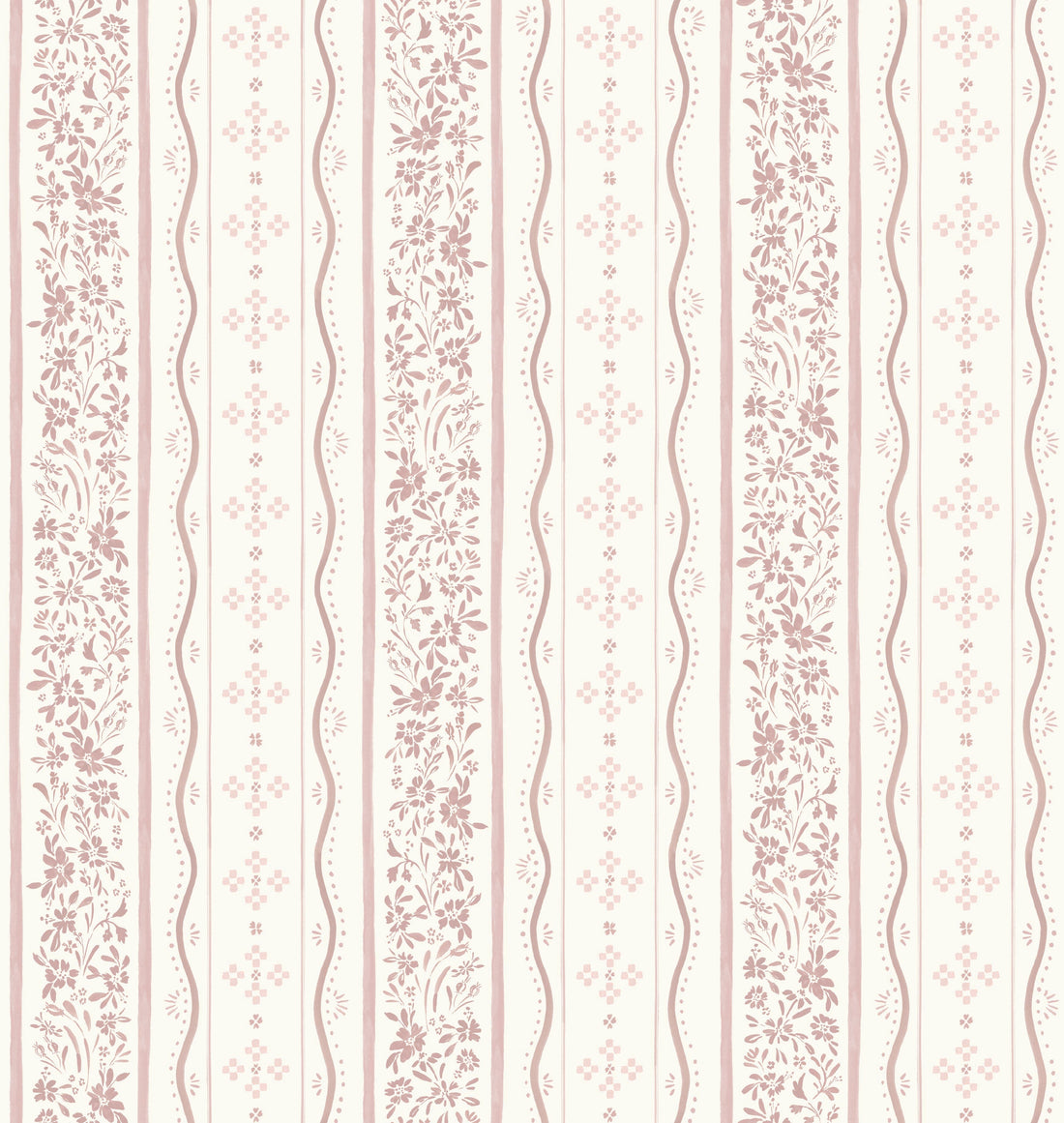 Blue White and Green Striped Traditional Wallpaper