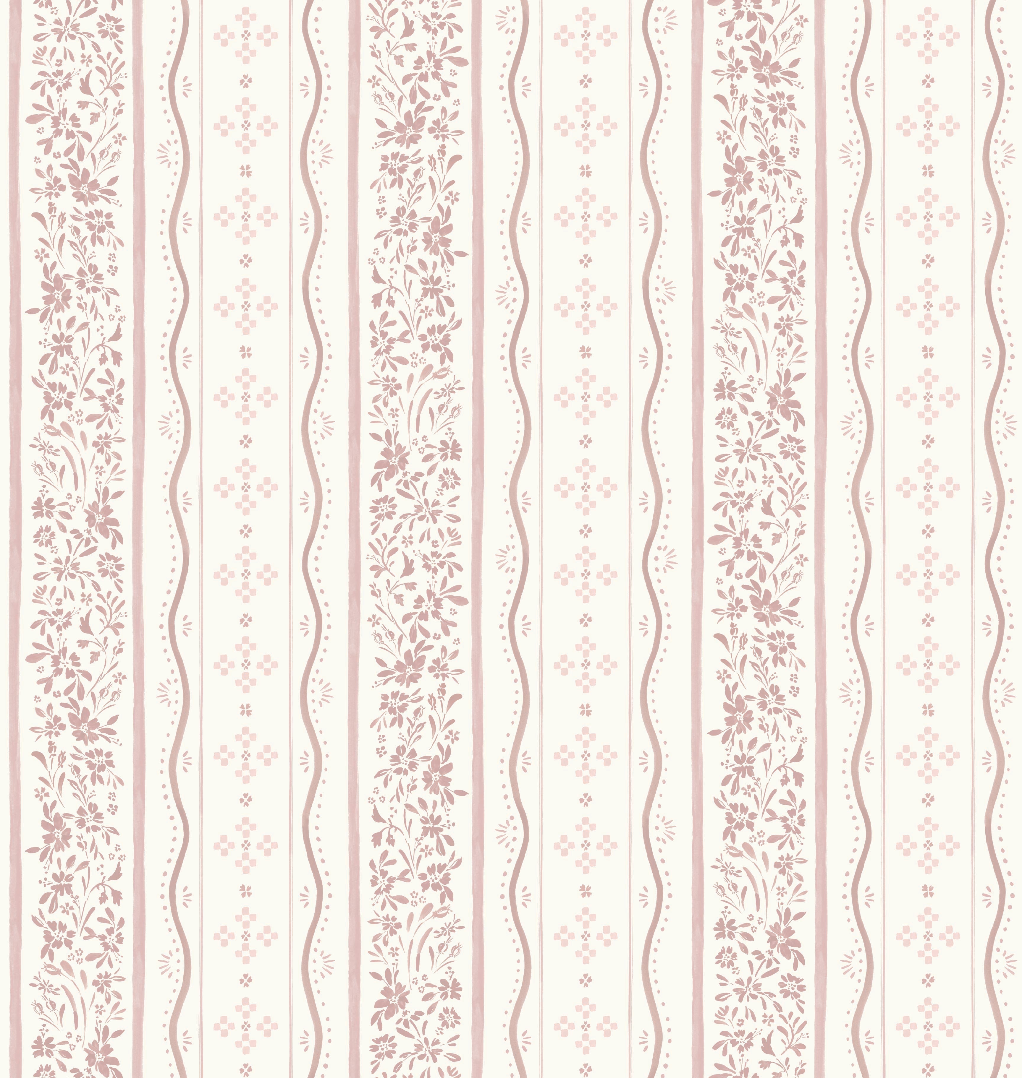Blue White and Green Striped Traditional Wallpaper