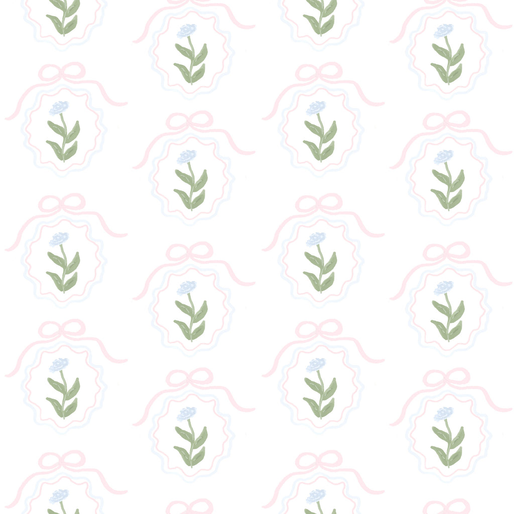 Esti Floral Removable Wallpaper - Pink, Sage-Green & White