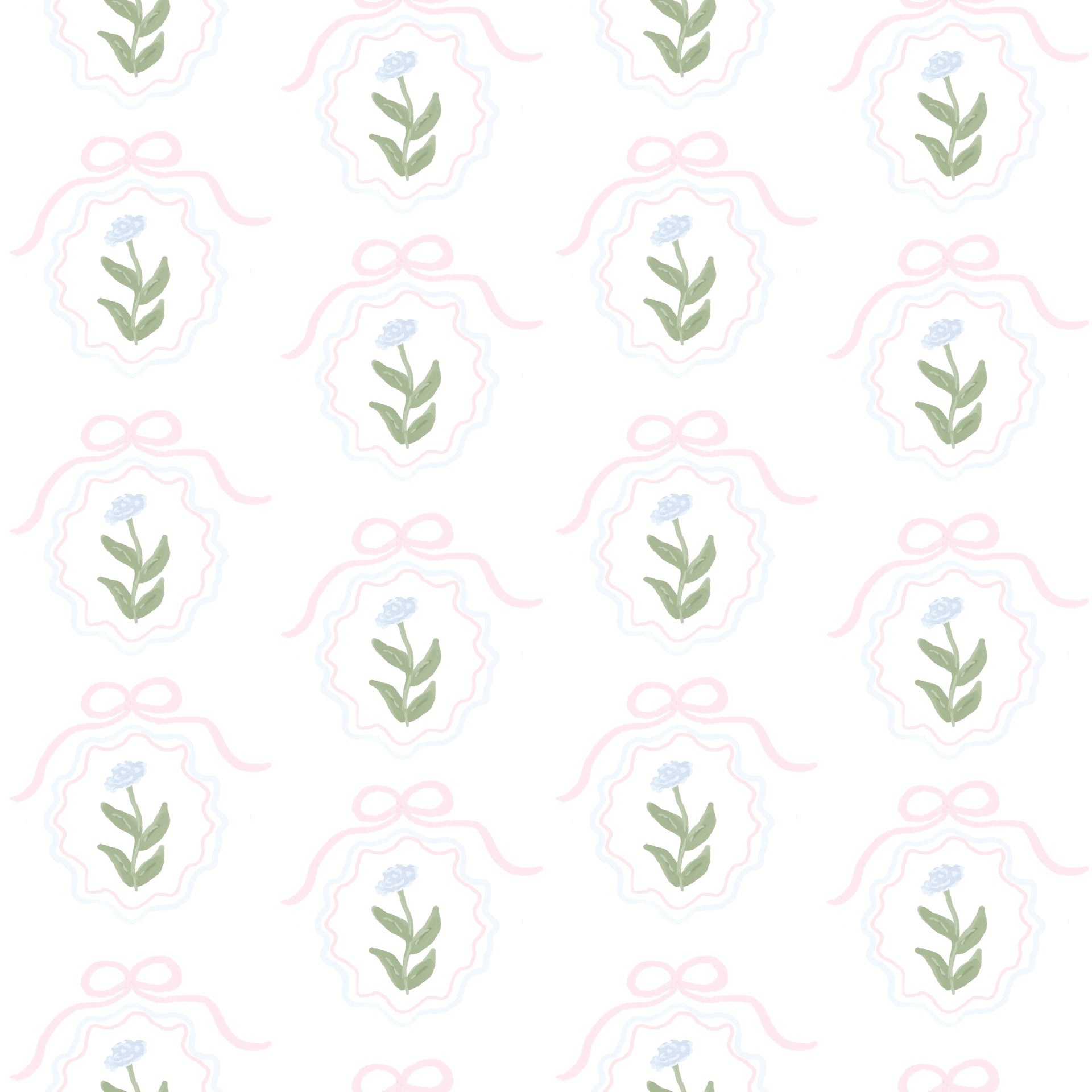 Esti Floral Removable Wallpaper - Pink, Sage-Green & White