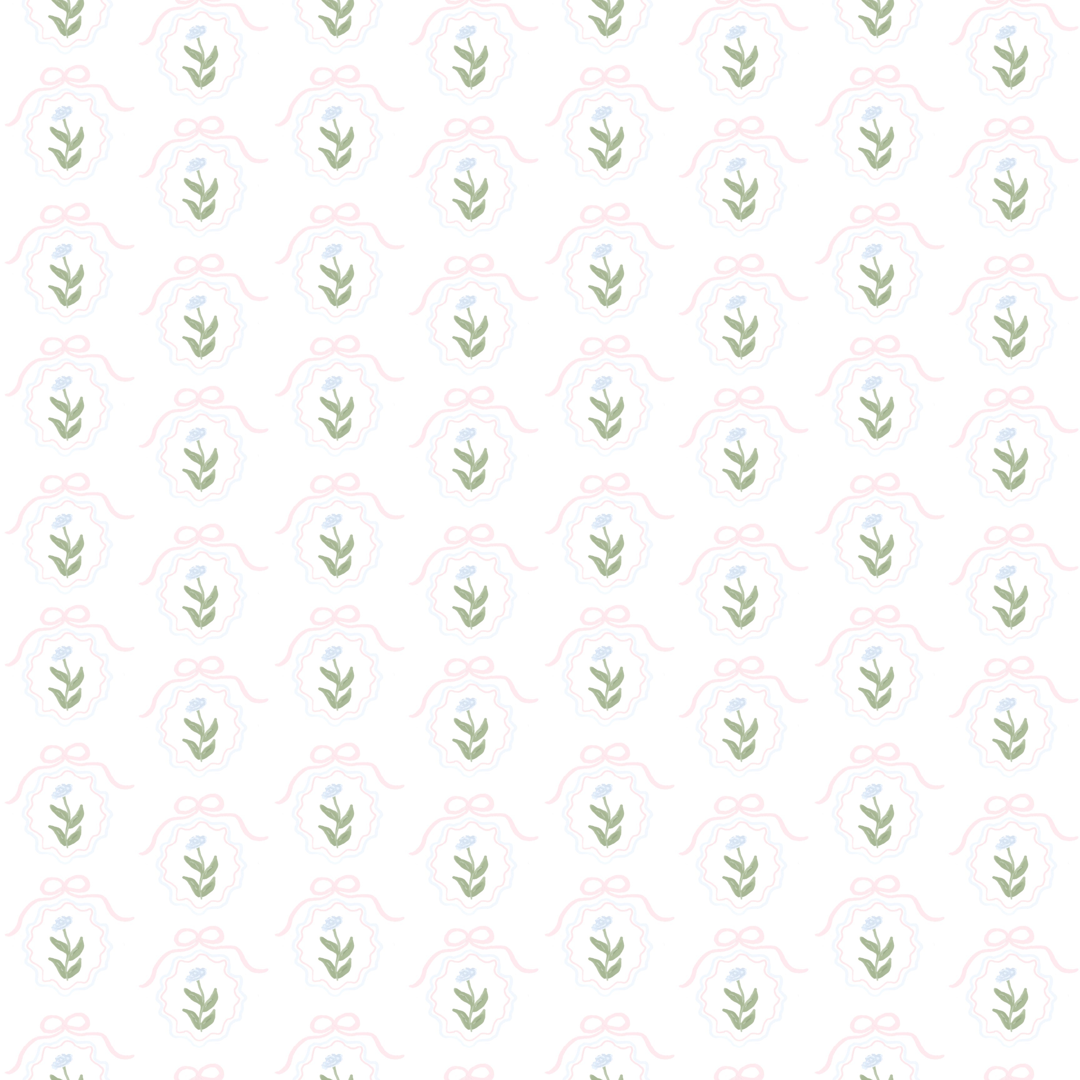 Esti Floral Removable Wallpaper - Pink, Sage-Green & White
