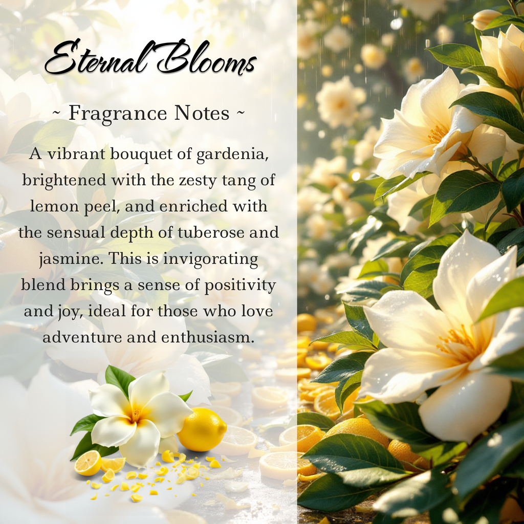 Eternal Blooms, Premium Coconut-Soy Wax Tea Light Crystal Candle, 1oz