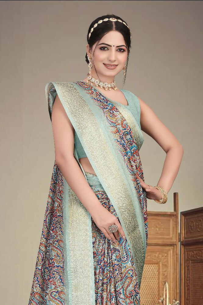Multi Heavy Rich Cotton Silk Digital Print and Jacquard Saree