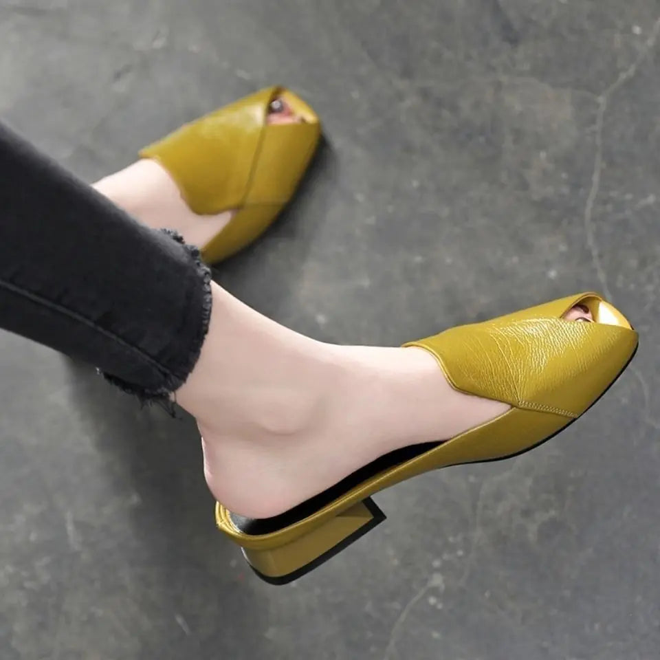 Women's Fish Mouth Low Heel Sandals Comfortable Summer Mules - Image 4
