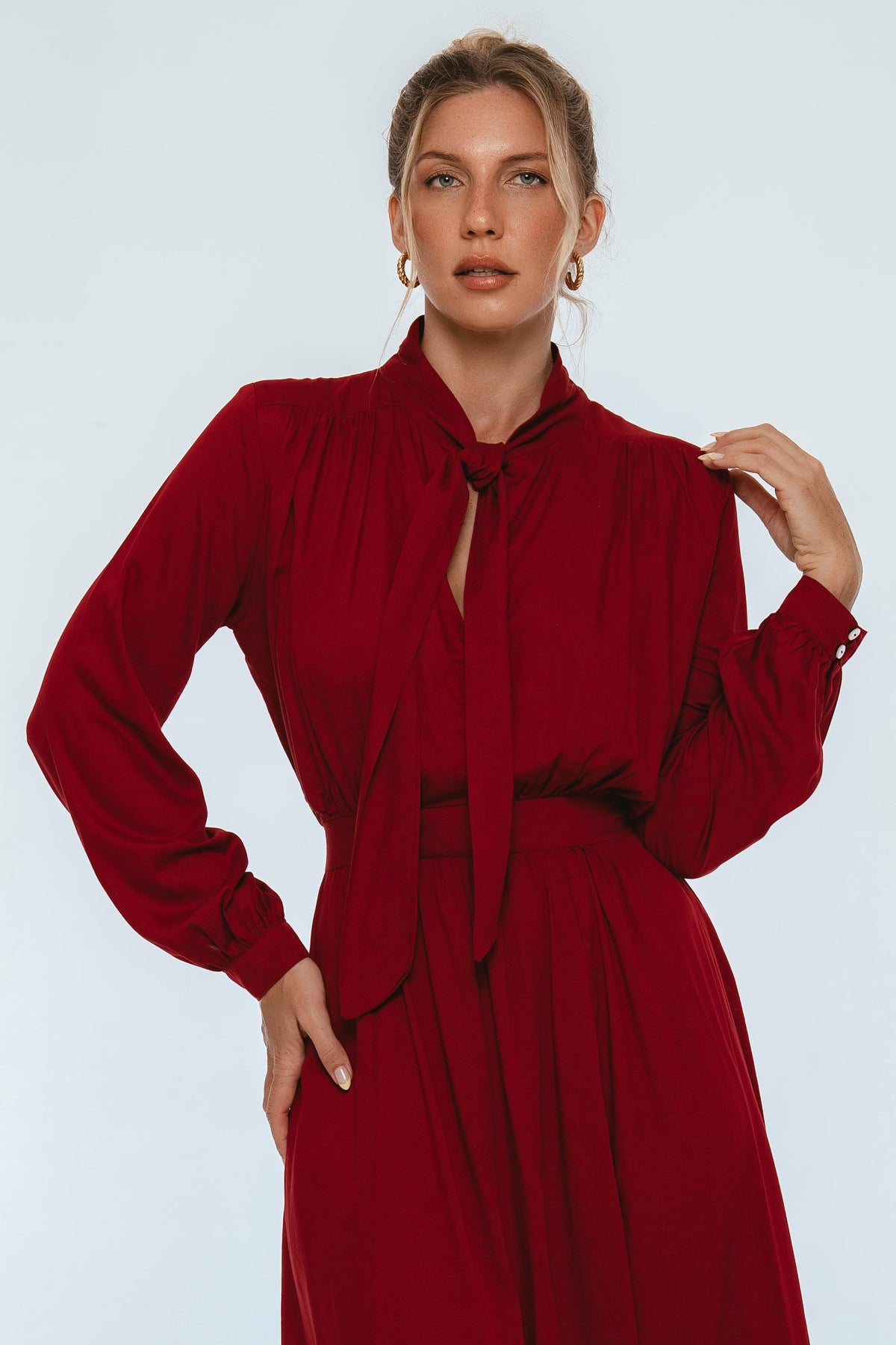 Evelina Long Sleeve Midi Dress