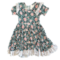 Evelyn Floral Bamboo Ruffle Spin Dress