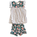 Evelyn Floral Bamboo Flutter Sleeve Tunic + Short Set