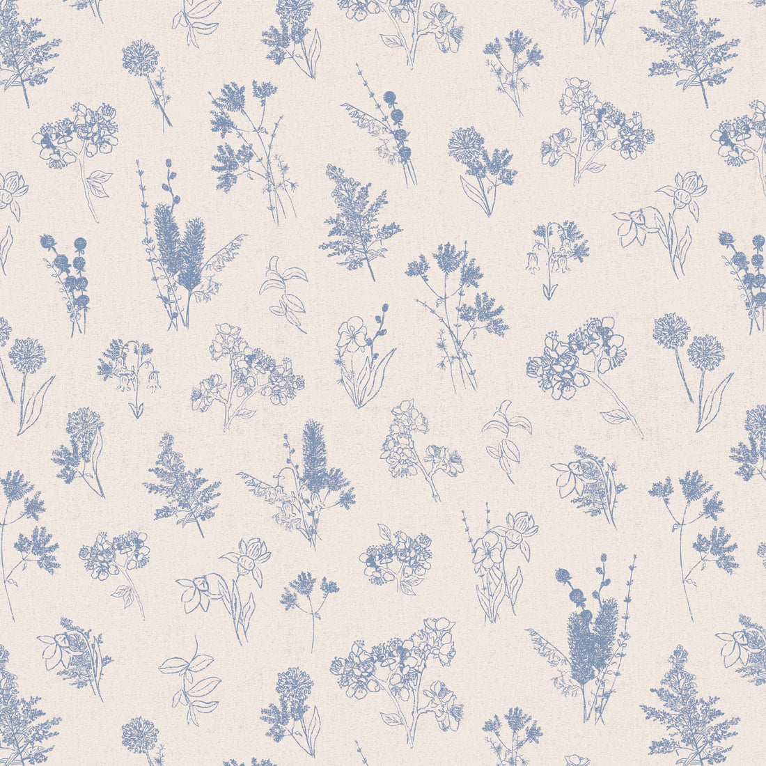 Everette Floral Wallpaper in Blue, White and Beige