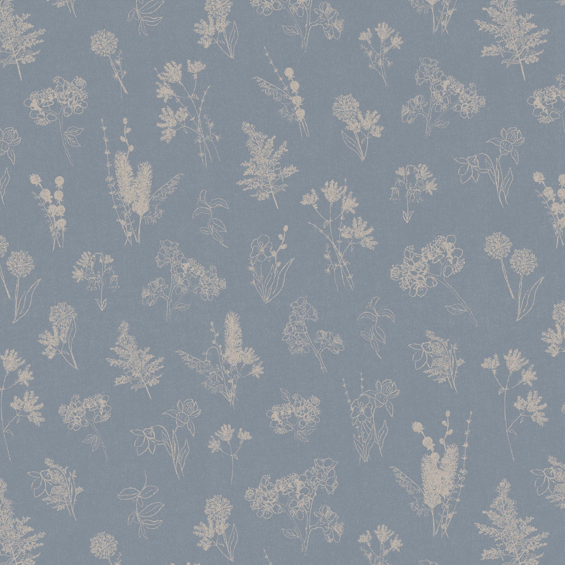 Everette Floral Wallpaper in Blue, White and Beige