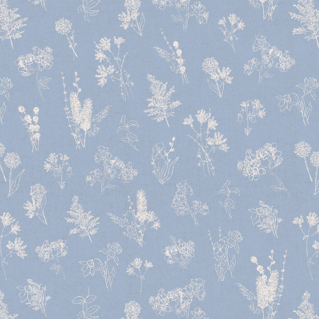 Everette Floral Wallpaper in Blue, White and Beige