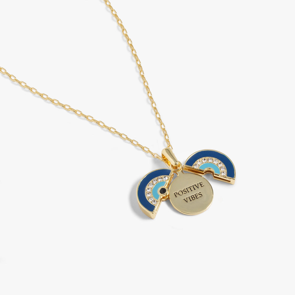 Evil Eye Protection Mantra Necklace with Crystal Accents