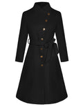GRACE KARIN Winter Coat for Women 2024 Christmas Fashion Work Casual Notch Lapel Belted Midi Peacoat Fall Outfits Jacket Black XL
