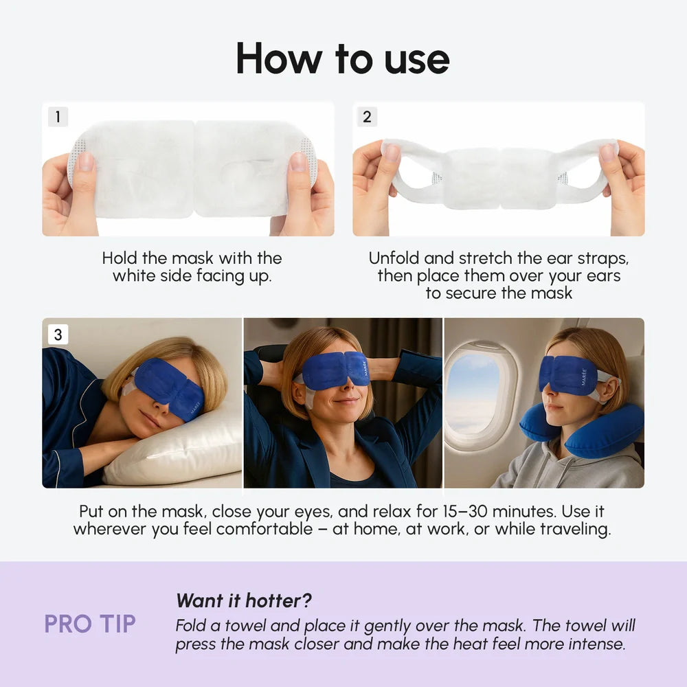 3-in-1 Self-Heating Steam Eye Mask with Lavender for Tired Eyes - Image 5