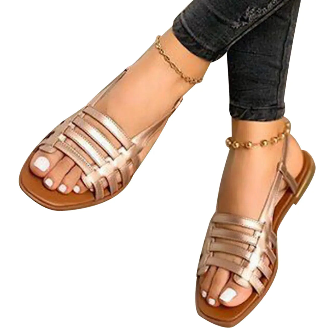 Women's Hollow Flat Sandals for Summer Beach and Casual Wear - Image 5