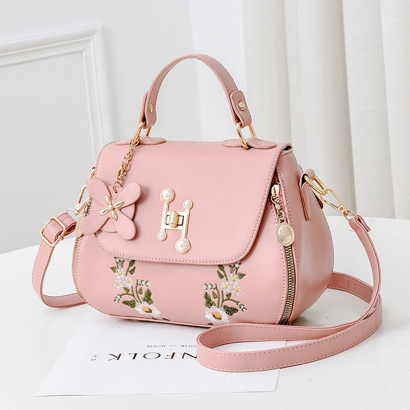 Harajuku Style Embroidered Bucket Handbag with Shoulder Strap - Image 2