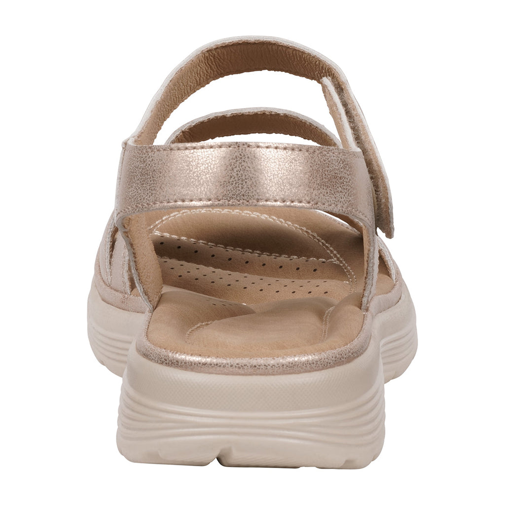 Women's Gold Velcro Comfort Flat Sandals Adjustable Strappy