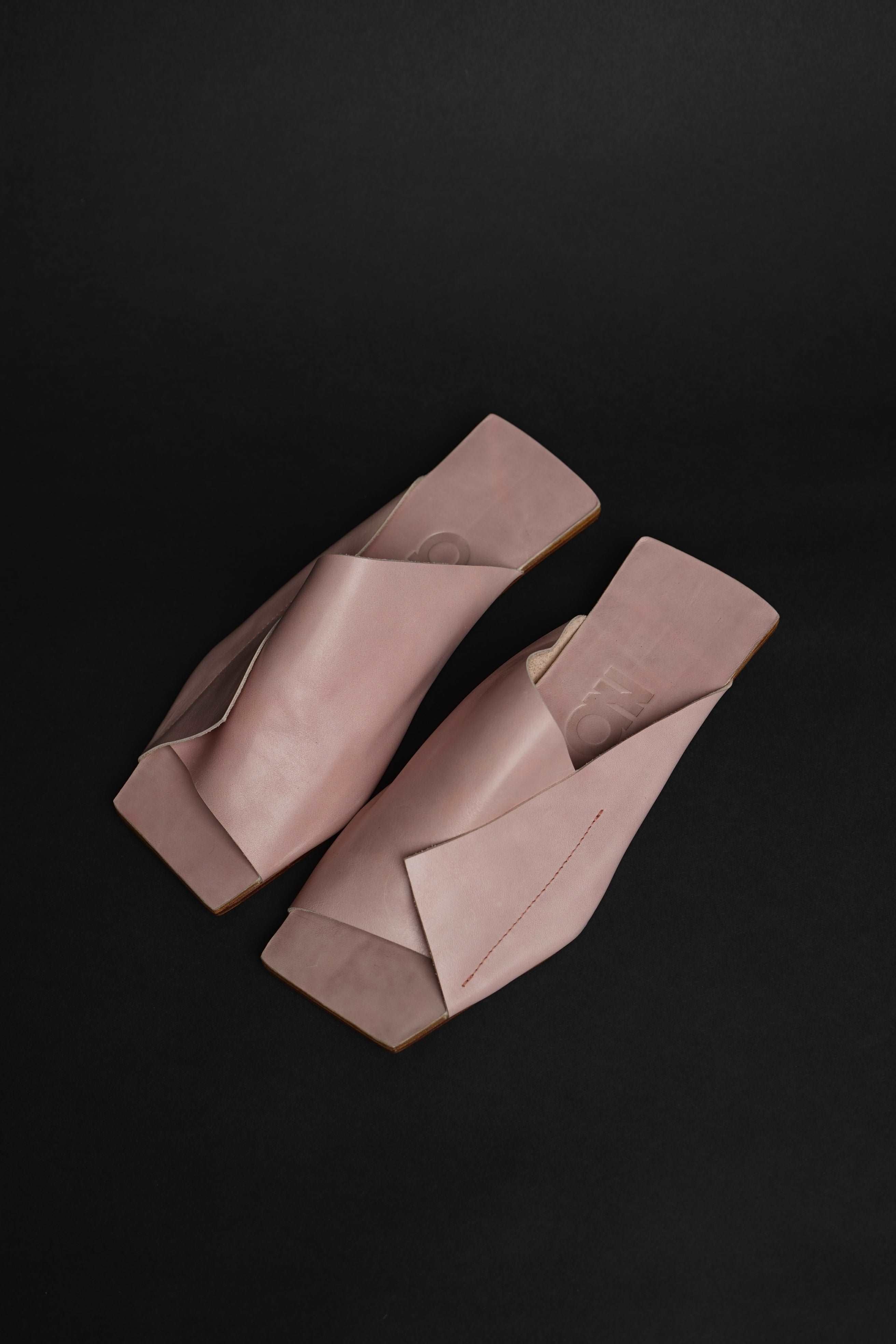 Amos Handcrafted Pink Leather Slides