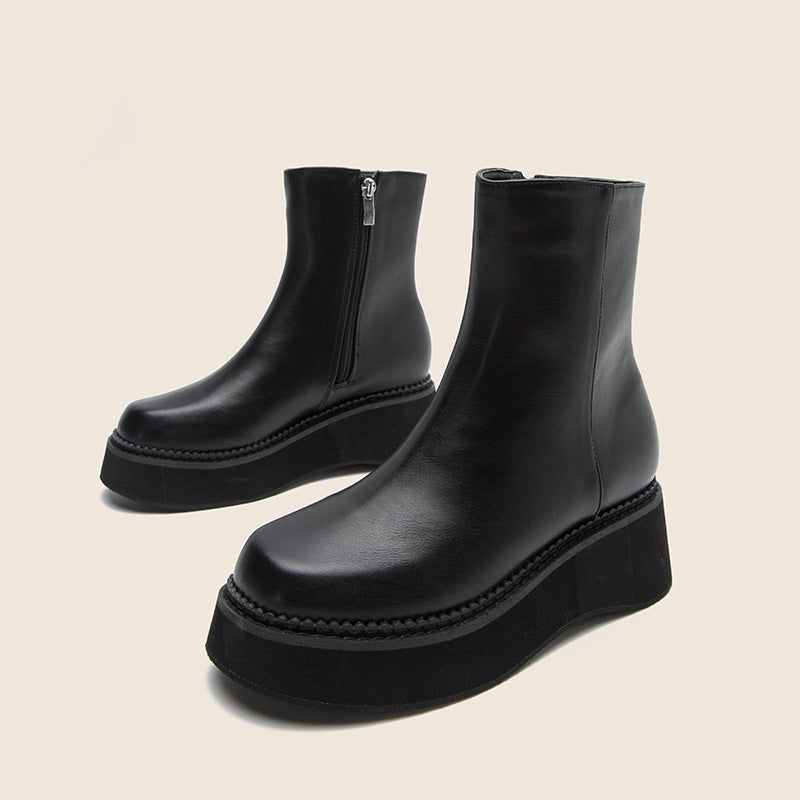 Black Platform Ankle Boots for Women - British Style Chelsea Inspired - Image 5