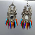 Double tier Chandbali earrings with multicolor cone pearls and tassel hooks