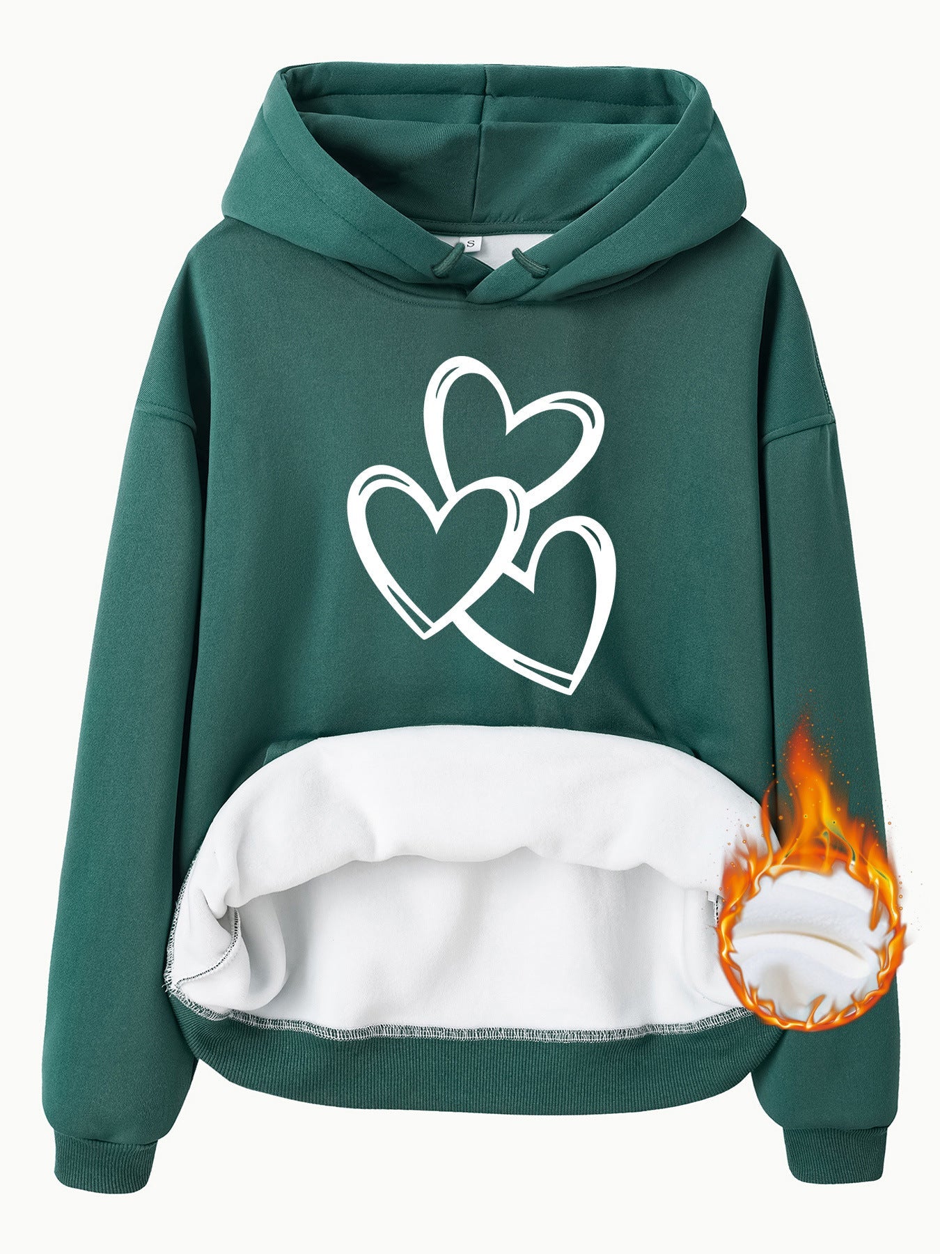 Women's Heart Graphic Fleece Hoodie Casual Street Style Pullover