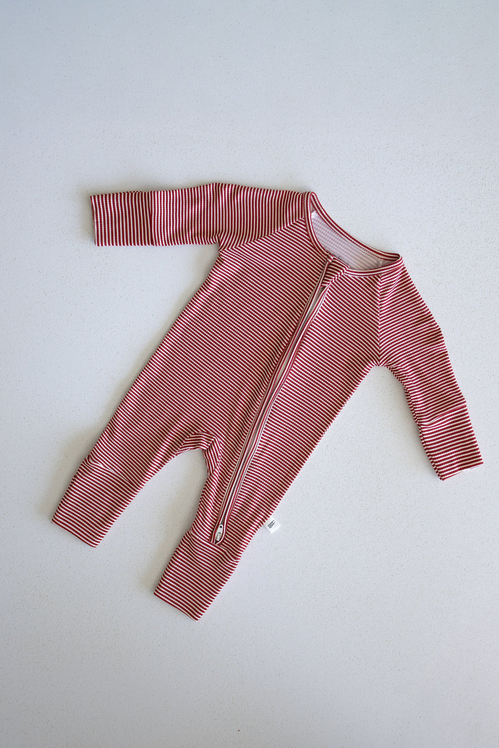 Bamboo Zip Pajamas | Peppermint Stripe Ribbed