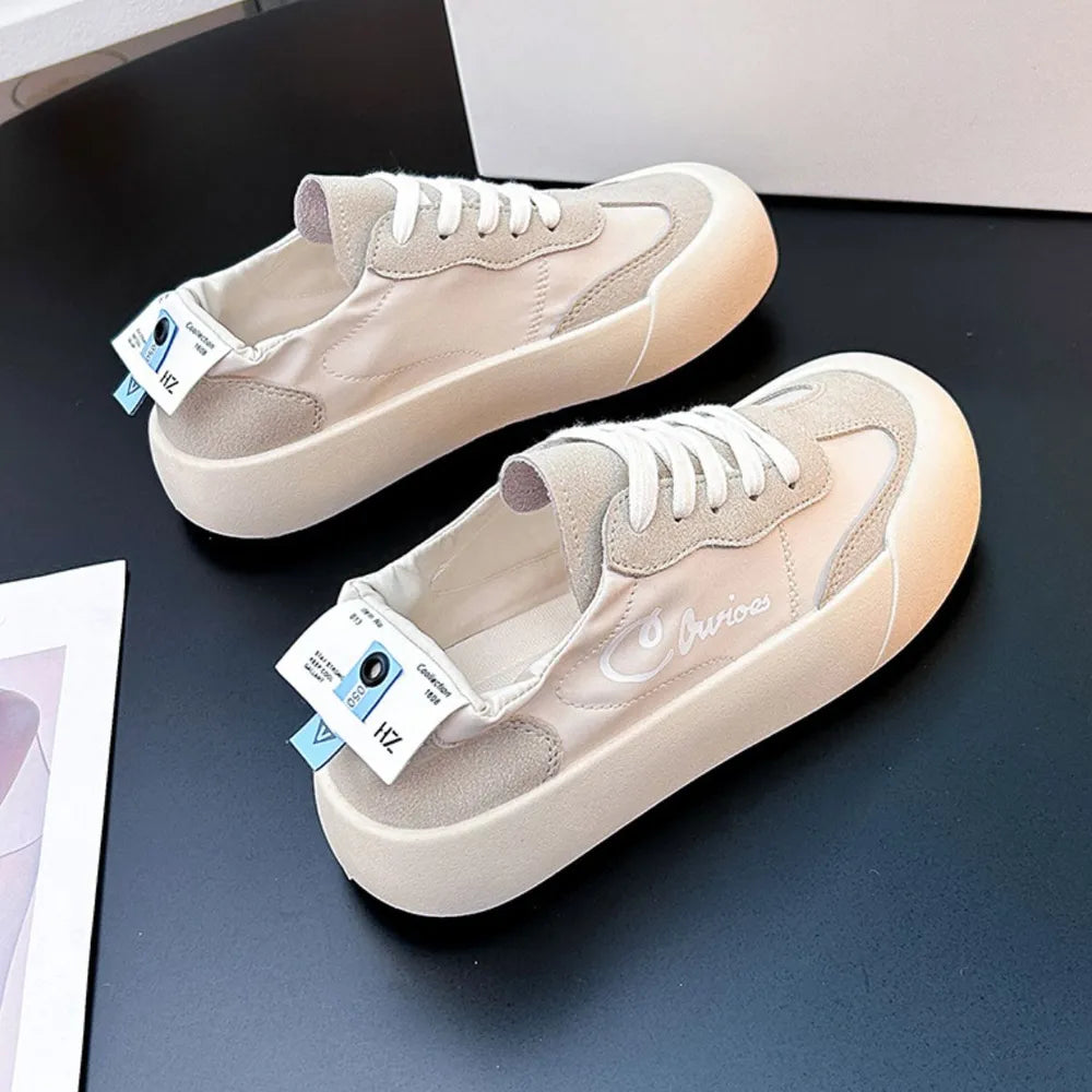 Women's Thick Soled Platform Sneakers in Pastel and Neutral Tones - Image 2