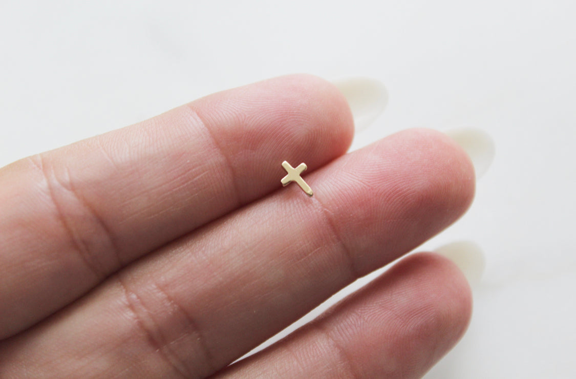 Cross Studs in 14k Gold
