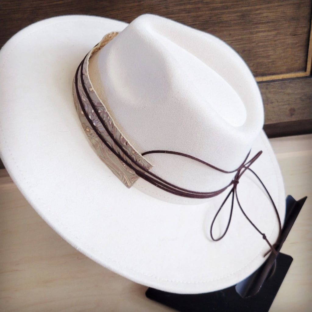 Gilded Leather Western Cowboy Hat Band with Embossed Details - Image 4
