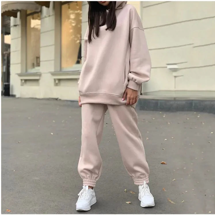 Women's Cozy Plush Hooded Sweatshirt and Joggers Loungewear Set - Image 32