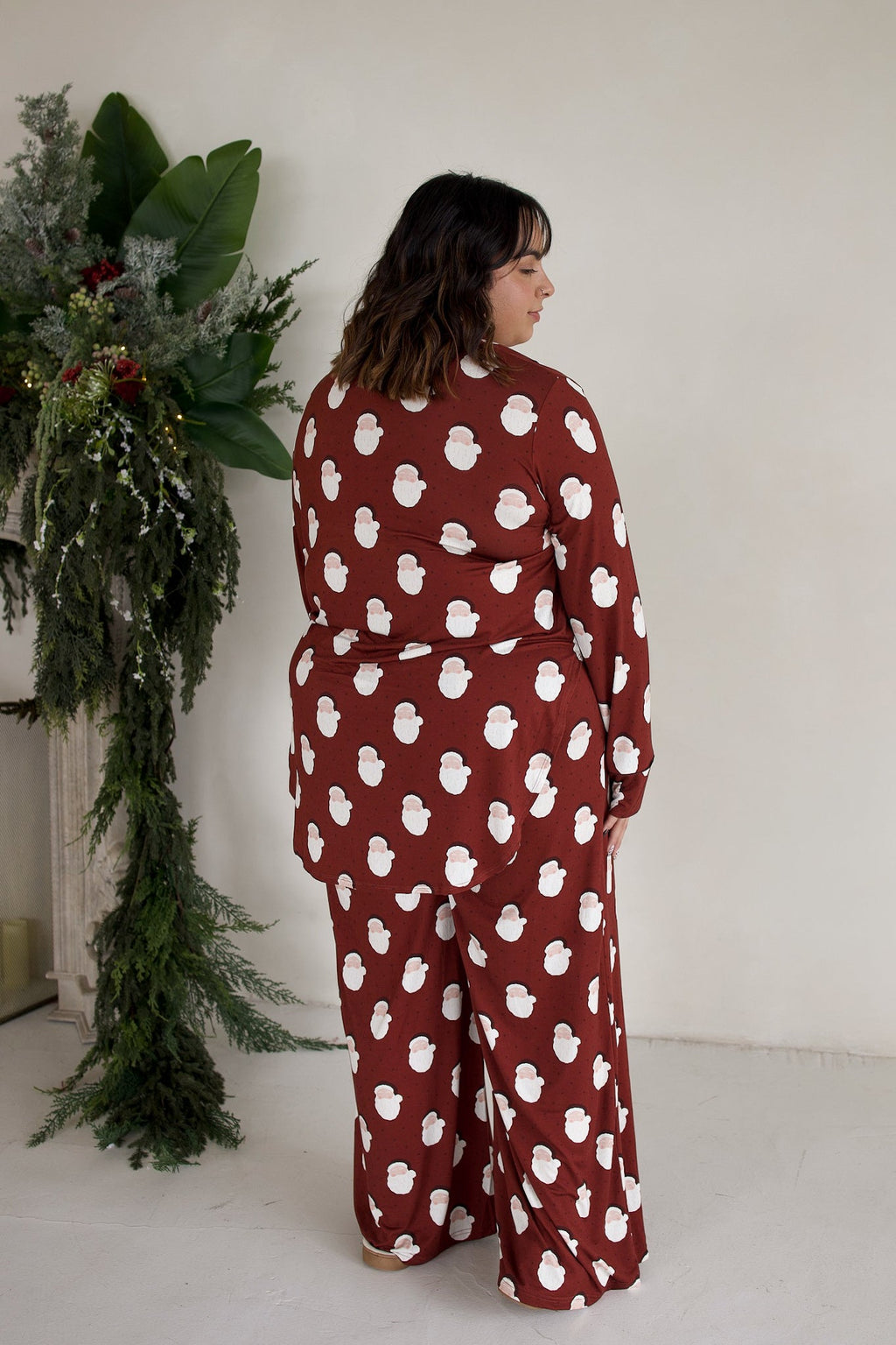 Women's Bamboo Button Up Lounge Set | Vintage Santa